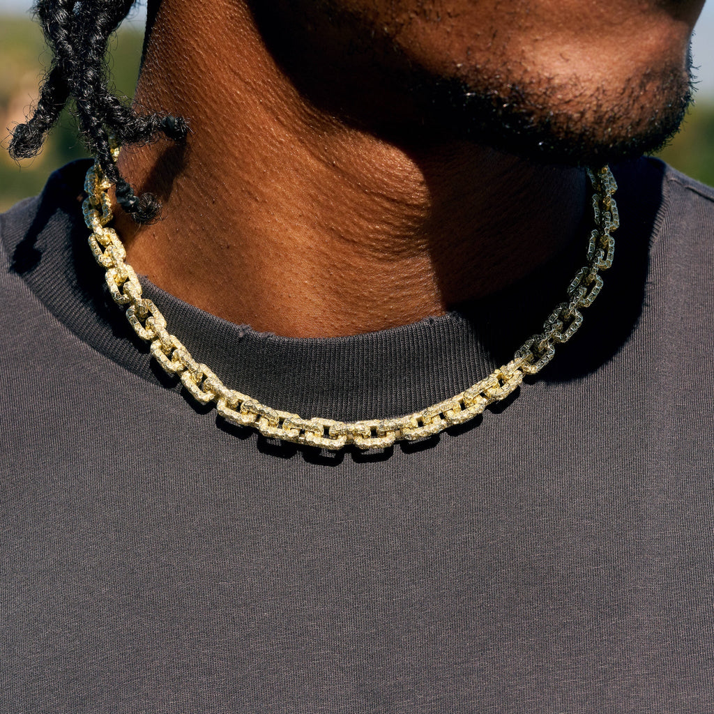 GLD X Bloody Osiris Iced Canary Voronoi Link Chain in Yellow Gold
